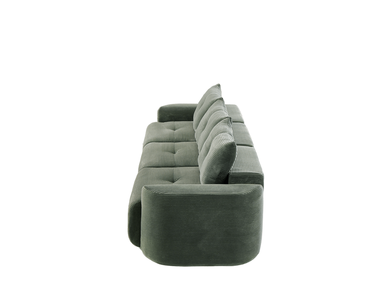  Canapé droit 3 places en velours côtelé vert sauge  - Conforama C