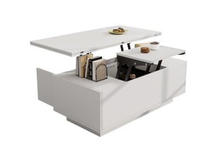 Table basse rectangulaire coloris blanc <strong>FLORAGRACE</strong> <strong></strong> - 50 cmx100 cm