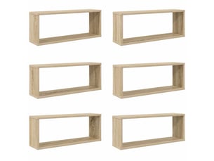 Lot de 6 étagères murales cube, étagères suspendues chêne sonoma bois d'ingénierie cf43250