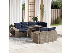 Vidaxl ensemble de canapé de jardin 11 pcs avec coussins gris résine tressée