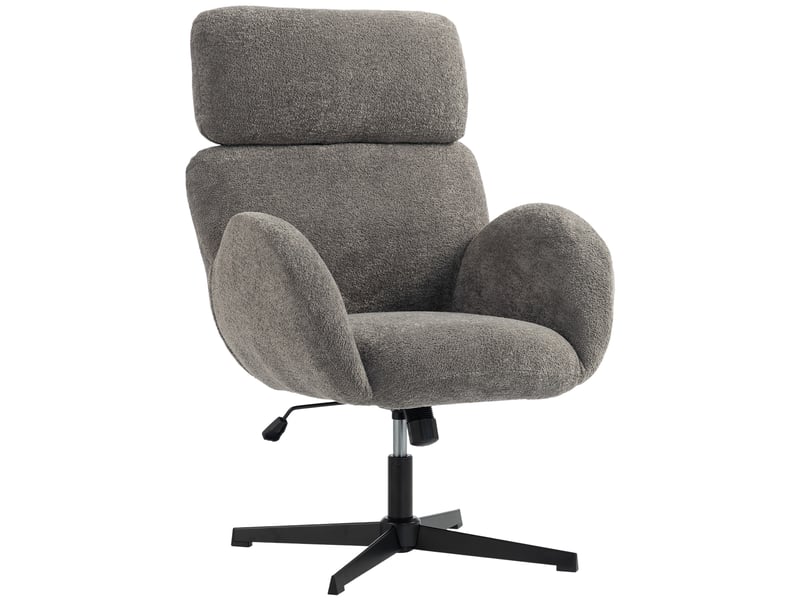  Chaise de bureau avec revêtement en tissu aspect velours, chaise rembourrée avec piètement en acier, chaise de bureau réglable en hauteur, grise  - Conforama A