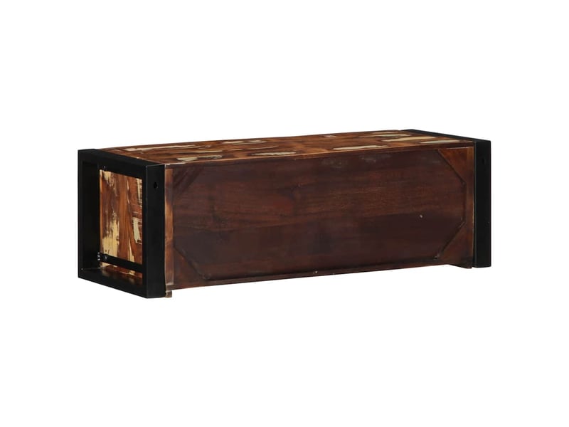  Meuble tv - banc tv - meuble de rangement multicolore 80x30x25 cm bois de récupération solide  - Conforama D