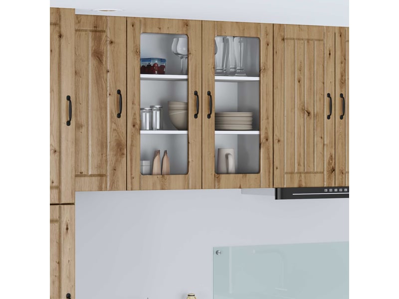 Meuble mural de cuisine, cabinet en verre mural chêne artisanal 80x31x80cm shl9572 - Conforama B