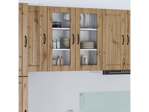 Meuble mural de cuisine, cabinet en verre mural chêne artisanal 80x31x80cm shl9572