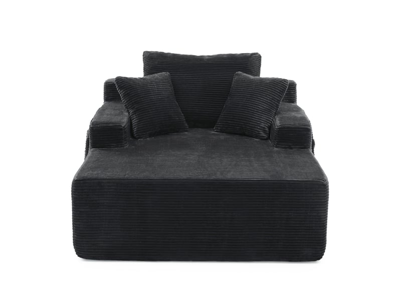 Canapé en velours côtelé beige, design élégant avec coussins doux et poches de rangement - Conforama A