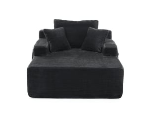 Canapé en velours côtelé beige, design élégant avec coussins doux et poches de rangement