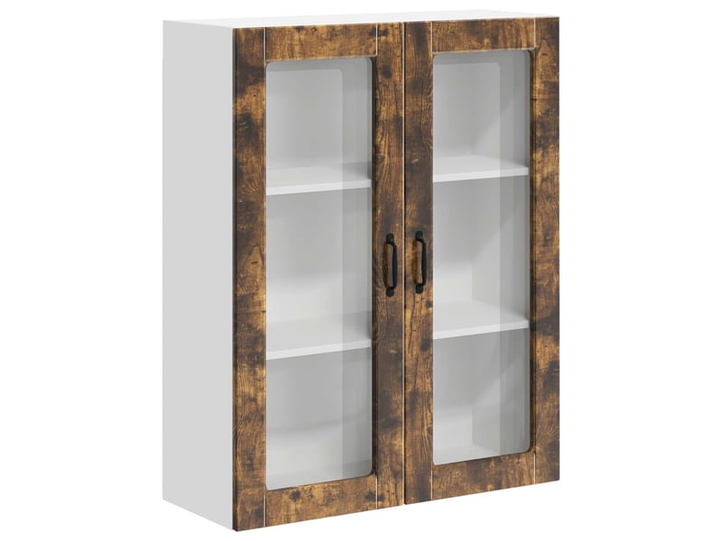 Meuble mural de cuisine, cabinet en verre mural chêne fumé 80x31x100cm shl2021 - Conforama A