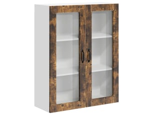 Meuble mural de cuisine, cabinet en verre mural chêne fumé 80x31x100cm shl2021
