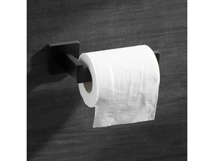 Porte-papier toilette noir, porte-rouleau en acier inoxydable pour salle de bain et cuisine (carré)
