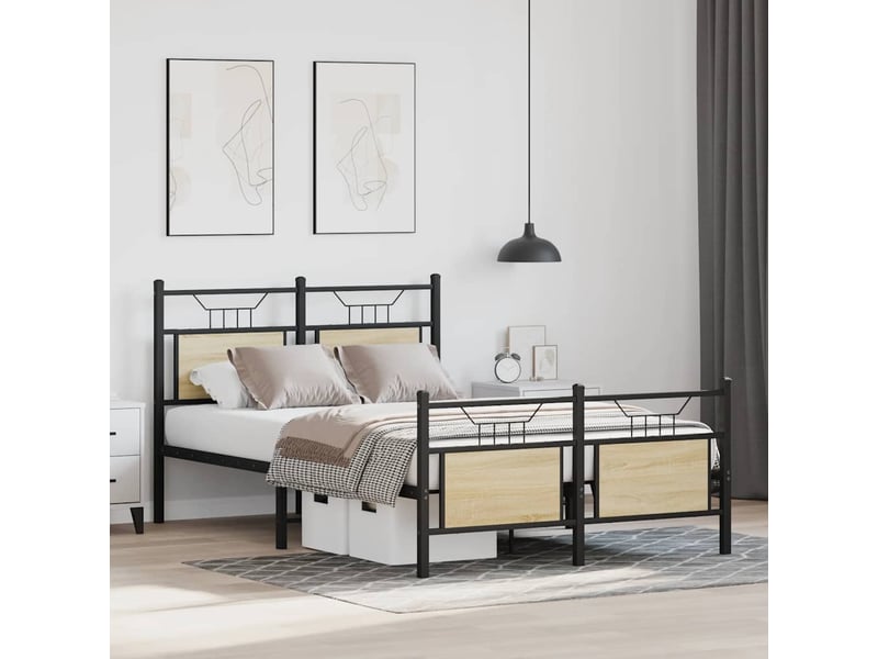  Lit double- lit adulte -  cadre de lit sans matelas chêne sonoma 120x190 cm  - Conforama D