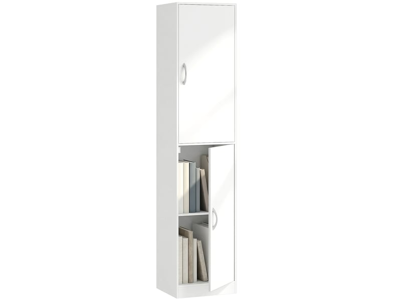  Bibliothèque de 180 cm de haut, étagère moderne à 5 niveaux avec tablettes réglables, meuble de rangement autoportant, blanc  - Conforama A
