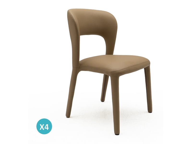  Lot de 4 chaises recouvertes de similicuir couleur vison  - Conforama C
