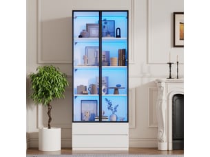 Vitrine coloris blanc 6 étagère(s) <strong>MEULVA</strong> <strong></strong> - 80 cmx200 cm