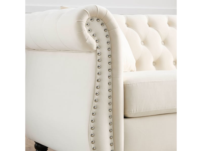 Canapé moderne - canapé en velours de style chersfield avec pieds en bois d'hévéa en forme de bouteille, réf. W3349s00145 - Conforama W