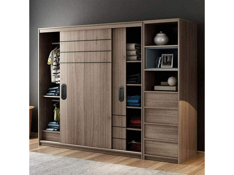 Tirateur pour porte coulissante - tirateur pour meuble - acier inoxydable - 2 pièces - 120*40mm - noir - Conforama E