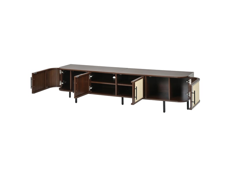  Ensemble de meubles avec meuble tv, buffet et armoire haute, mdf et métal, coloris noyer  - Conforama D