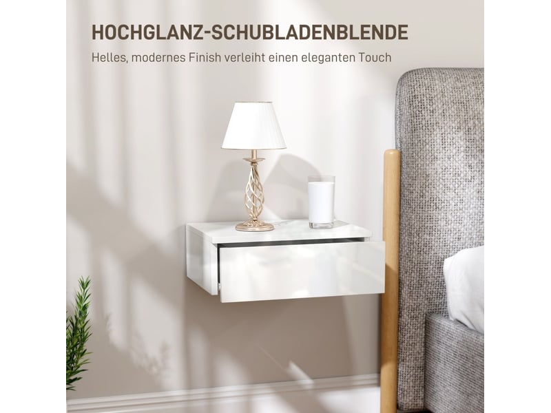  Lot de 2 tables de chevet murales 40x30x14 cm avec tiroir panneau de particules blanc  - Conforama D