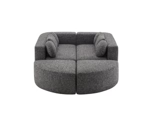 Canapé modulable, avec couchage d'appoint, sans montage, en tissu chenille, coloris noir, l292 x p165 x h68 cm, assise confortable