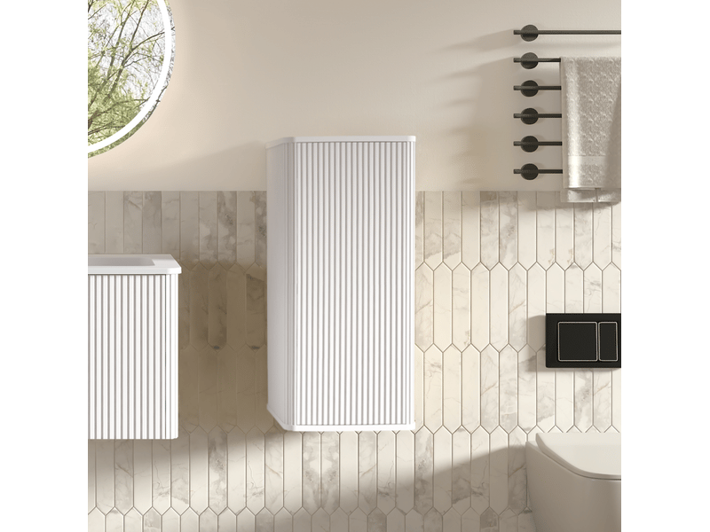  Ensemble meuble salle de bains suspendu 81x46,5x37 cm mdf blanc  - Conforama C