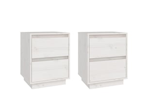 Lot de 2 tables de chevet - cabinet de chevet - table de nuit blanc 40x35x50 cm bois de pin solide