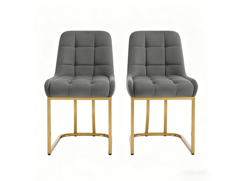  Lot de 2 chaises de salle à manger 52.5x42.5x84cm, cadre métallique, teinte gris foncé, ergonomiques  - Conforama A