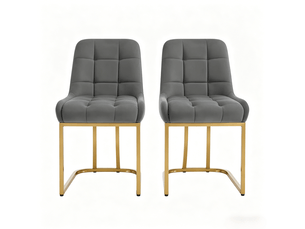 Lot de 2 chaises de salle à manger 52.5x42.5x84cm, cadre métallique, teinte gris foncé, ergonomiques