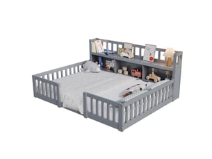 Lit avec rangement 140x200 cm BURSDANY coloris gris