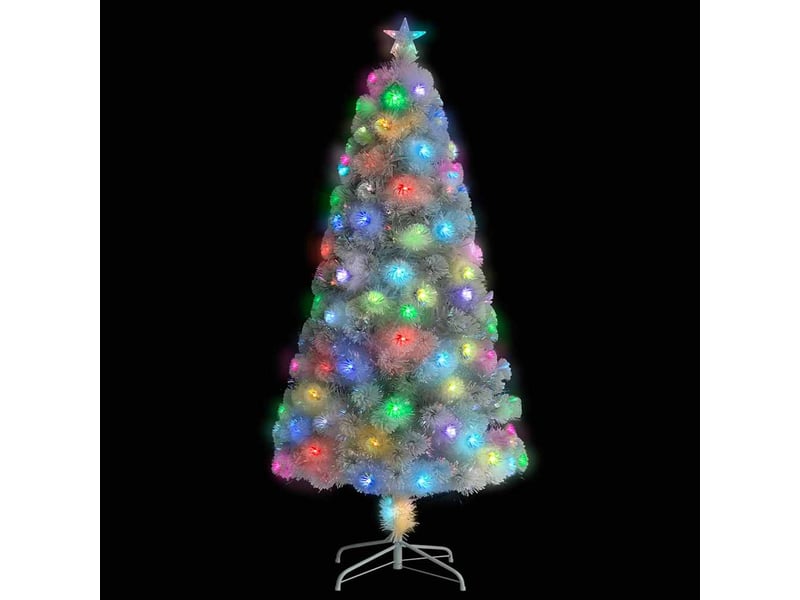 Sapin de noël, arbre de noël artificiel pré-éclairé blanc 120 cm fibre optique  - Conforama A
