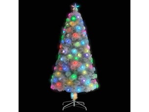Sapin de noël, arbre de noël artificiel pré-éclairé blanc 120 cm fibre optique
