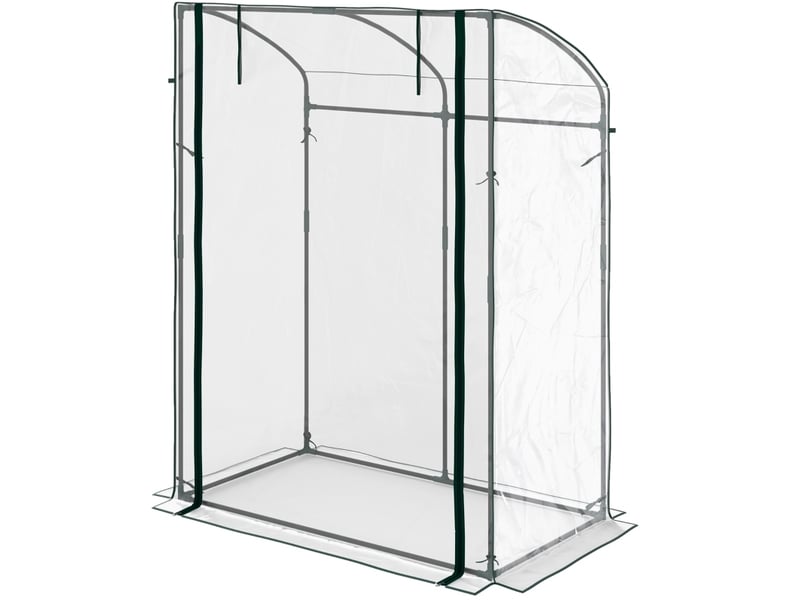 Serre de jardin 128 x 70 x 170 cm – transparente – porte enroulable zippée, ancrage au sol inclus - Conforama A