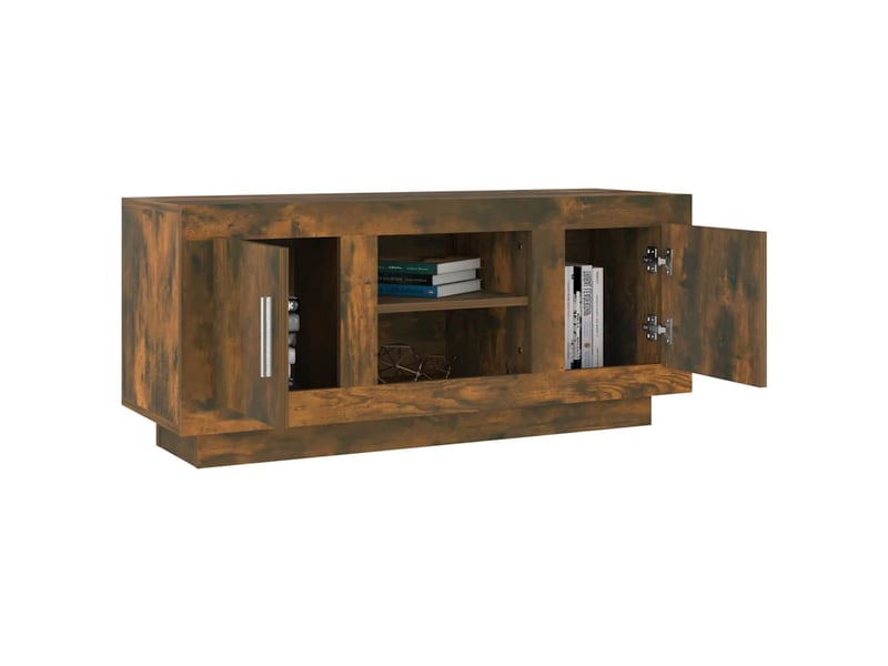  Meuble tv - banc tv - meuble de rangement chêne fumé 102x35x45 cm bois d'ingénierie  - Conforama D