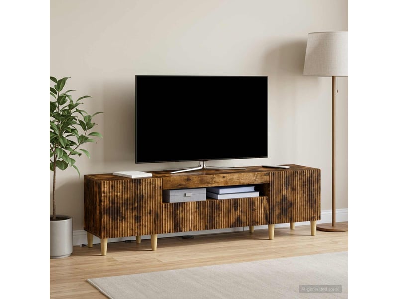  Meuble tv - banc tv - meuble de rangement led chêne fumé bois d'ingénierie  - Conforama D