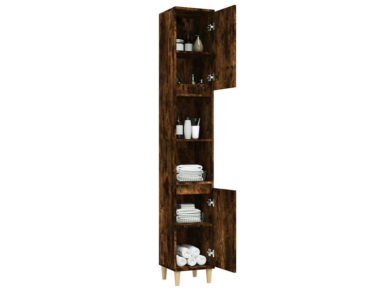  Amoire de salle de bain chêne fumé 30x30x190cm bois d'ingénierie shl820  - Conforama E
