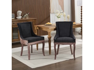 Lot de 2 chaises de salle à manger - chaise idéales pour cuisine et salle à manger – chenille léopard – pieds bois