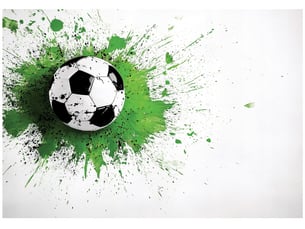Papier peint panoramique intissé garçon football vert - 250x175 cm - papier peint enfant