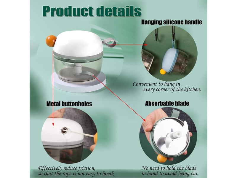  Appareil multifonctionnel à ail, mini robot culinaire et hachoir,couteau à ail en acier inoxydable,peut être utilisé pour hacher les oignons,(blanc)  - Conforama E