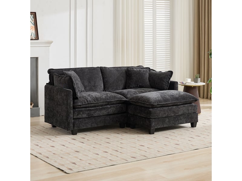  Cloud sofa ottoman uniquement, canapé sectionnel moderne, pour salon, chambre à coucher et appartement, coussin de siège rembourré double couche DE501DBK - Conforama E