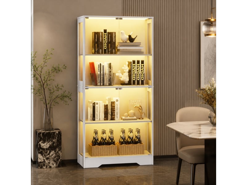  Vitrine en verre 80x35x165 cm éclairage led mdf blanche  - Conforama B