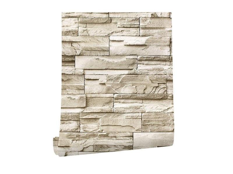 Papier peint auto-adhésif effet brique et pierre – pvc décoratif amovible 0,45x6 m, pour salon, cuisine et chambre - Conforama A