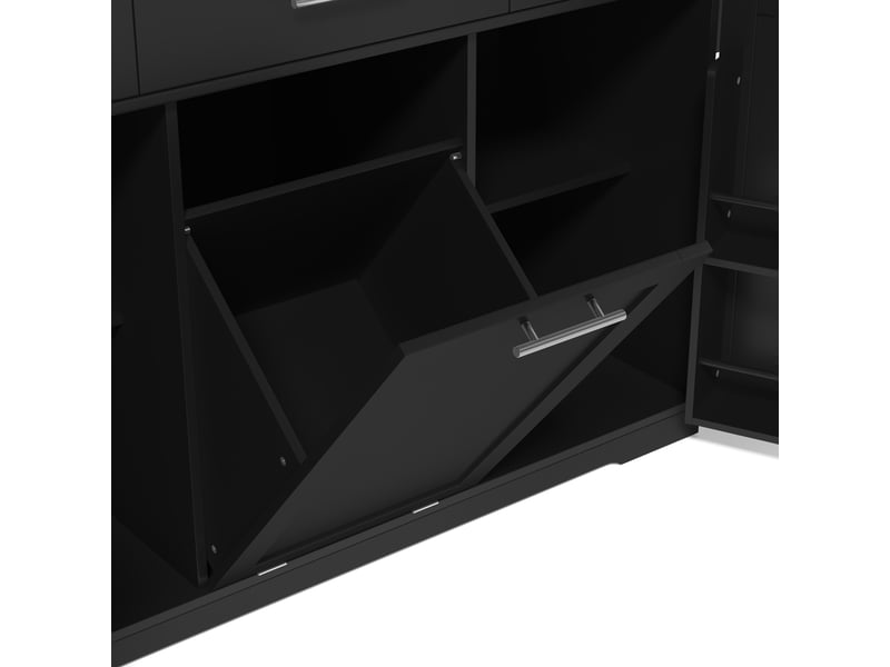  Îlot de cuisine à roulettes avec plan rabattable noir et naturel 136x75x92 cm N635P4079545556S - Conforama E