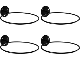 4 pièces - support de ballon - support mural - support de ballon de sport - pour ballons de basket, football, volley-ball - noir - 23,5*6