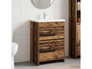 Meuble sous lavabo de salle de bain, commode bois ancien shl9137