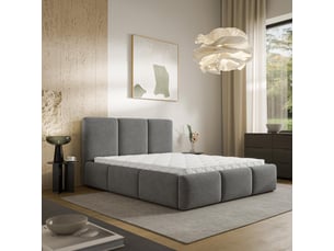 Lit coffre 200x200 cm <strong>MASSENO</strong>  <strong></strong> coloris gris