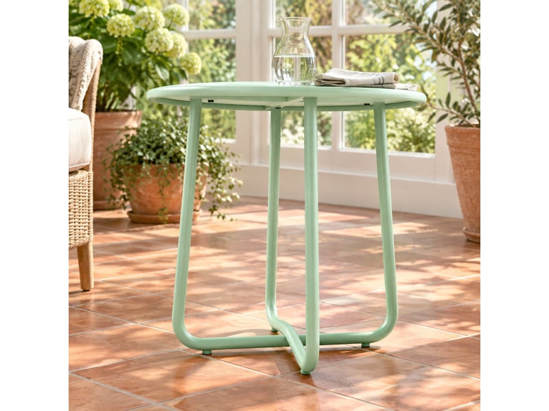  Table basse d'extérieur ronde ø 48 cm en métal vert avec pieds réglables  - Conforama D