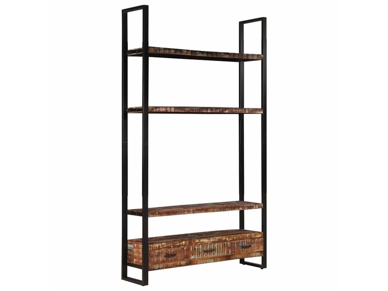  Bibliothèque, meuble de rangement salon 118x30x200 cm bois de récupération massif  - Conforama C