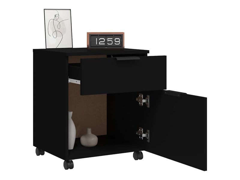  Caisson de bureau, classeur mobile avec roues noir 45x38x54 cm bois d'ingénierie  - Conforama D
