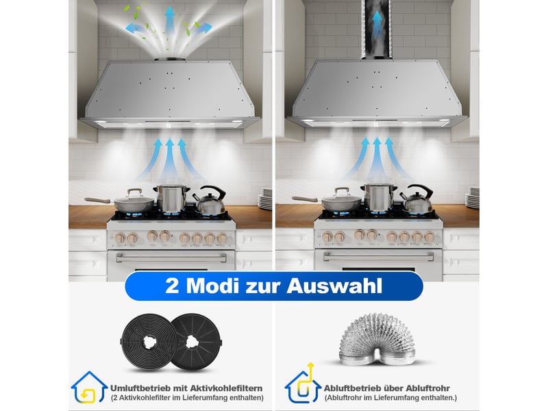 Hotte aspirante encastrable 72 cm, 400 m³h, 3 vitesses avec booster, commande tactile et gestuelle, évacuation ou recyclage - Conforama R