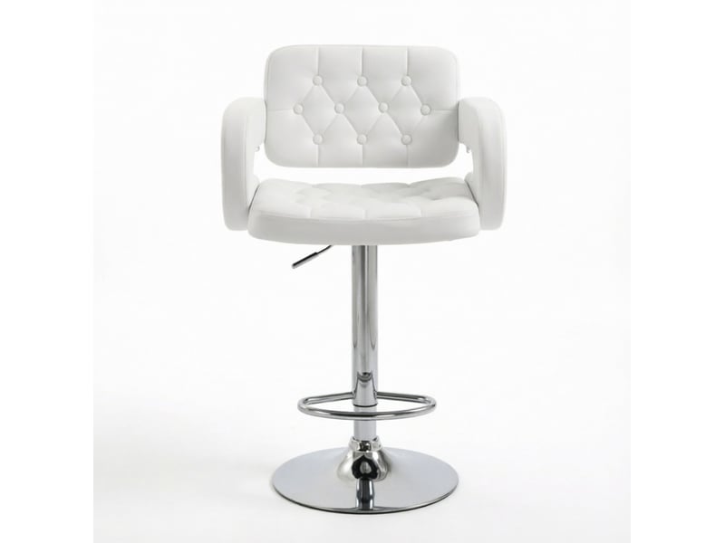  Tabouret de bar réglable et pivotant avec accoudoirs en métal et revêtement synthétique blanc  - Conforama A