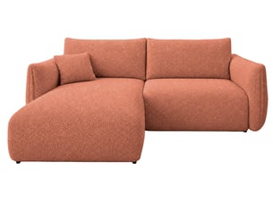 Canapé d'angle réversible convertible CASANOVA  3 places Tissu bouclette marron avec coffre de rangement