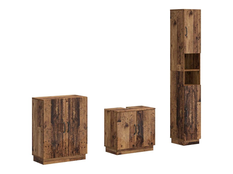  Ensemble de meuble de salle de bain 3 pièces hoorn bois ancien cf63468  - Conforama A